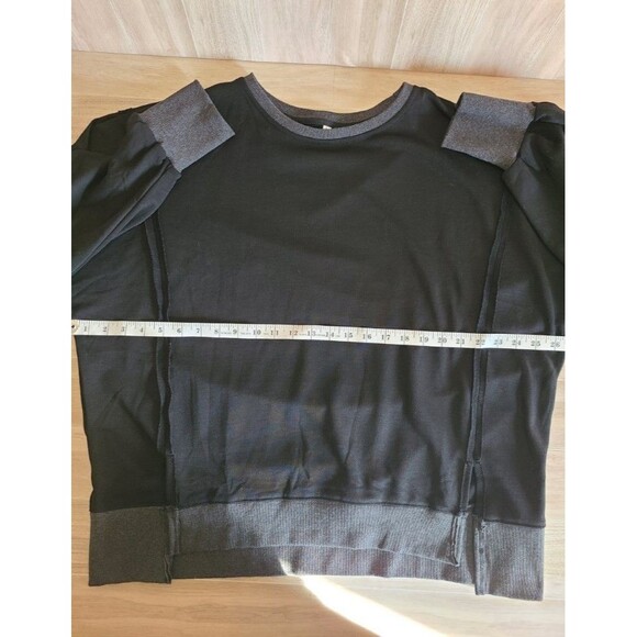 Black Oversized Sweatshirt L Drop Shoulder Raw Hem Casual Streetwear Pullover - Picture 7 of 8